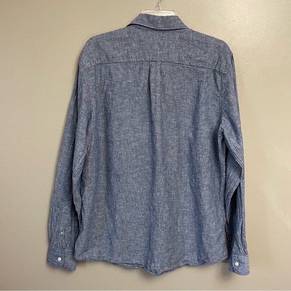 GAP Men’s Large standard fit linen button down blue crush - Picture 5 of 9